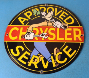 Vintage Chrysler Porcelain Sign Walt Disney Goofy Garage Service Station Sign 305365706911