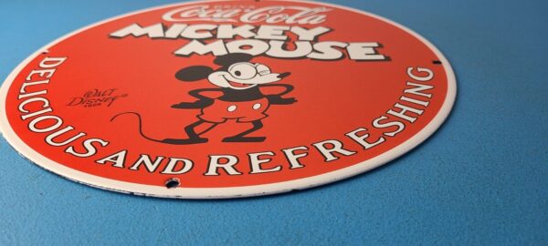 Vintage Coca Cola Sign Disney Mickey Mouse Refreshing Soda Gas Porcelain Sign 305774176331 10