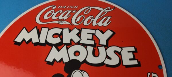 Vintage Coca Cola Sign Disney Mickey Mouse Refreshing Soda Gas Porcelain Sign 305774176331 2