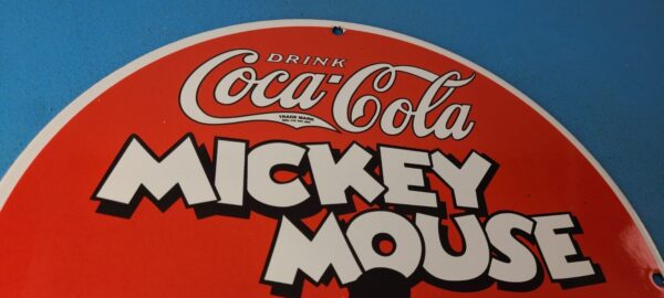 Vintage Coca Cola Sign Disney Mickey Mouse Refreshing Soda Gas Porcelain Sign 305774176331 4