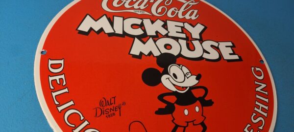 Vintage Coca Cola Sign Disney Mickey Mouse Refreshing Soda Gas Porcelain Sign 305774176331 5