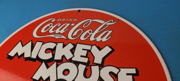 Vintage Coca Cola Sign Disney Mickey Mouse Refreshing Soda Gas Porcelain Sign 305774176331 7