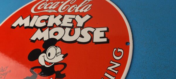 Vintage Coca Cola Sign Disney Mickey Mouse Refreshing Soda Gas Porcelain Sign 305774176331 8