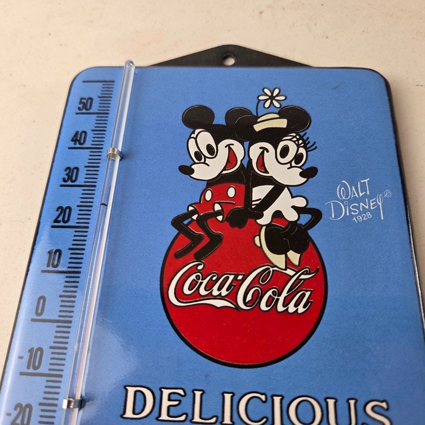 Vintage Coca Cola Sign - Mickey Soda Gas Pump Porcelain Ad Thermometer Sign - Image 3