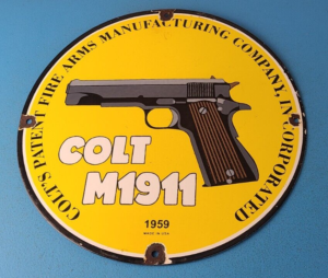 Vintage Colt Firearms Sign Single Action M1911 Pistol Guns Porcelain Gas Sign 305887562441