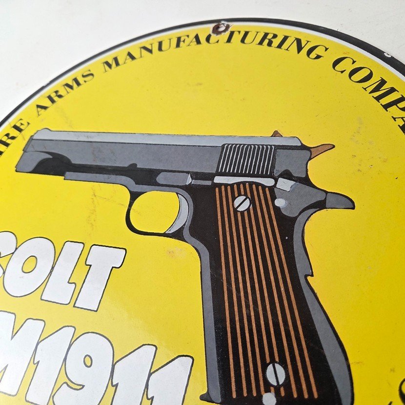 Vintage Colt Firearms Sign - Single Action M1911 Pistol Guns Porcelain Gas Sign - Image 12