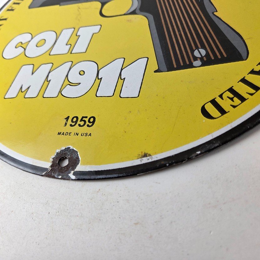 Vintage Colt Firearms Sign - Single Action M1911 Pistol Guns Porcelain Gas Sign - Image 14