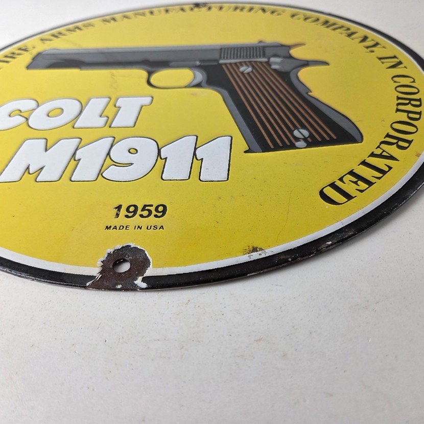 Vintage Colt Firearms Sign - Single Action M1911 Pistol Guns Porcelain Gas Sign - Image 10