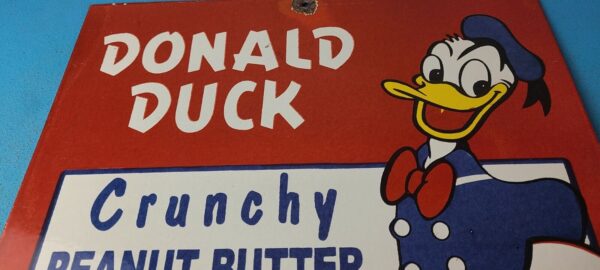 Vintage Crunchy Peanut Butter Sign Donald Duck Porcelain Gas Service Pump Sign 305772296491 12