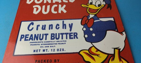 Vintage Crunchy Peanut Butter Sign Donald Duck Porcelain Gas Service Pump Sign 305772296491 3