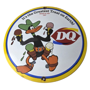 Vintage Dairy Queen Sign - Porcelain Advertisement Diner Treat Gas Pump Sign