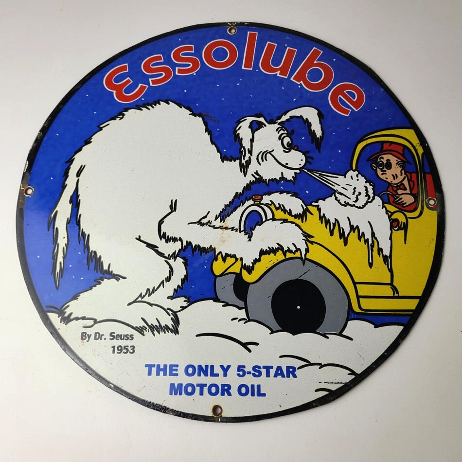 Vintage Esso Gasoline Porcelain Sign - Gas Service Station Dr Seuss Sign - Image 13