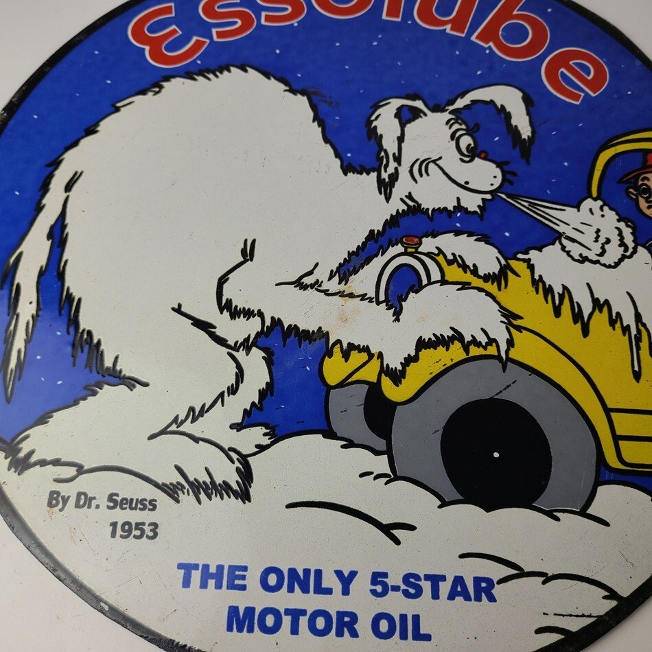 Vintage Esso Gasoline Porcelain Sign - Gas Service Station Dr Seuss Sign - Image 4