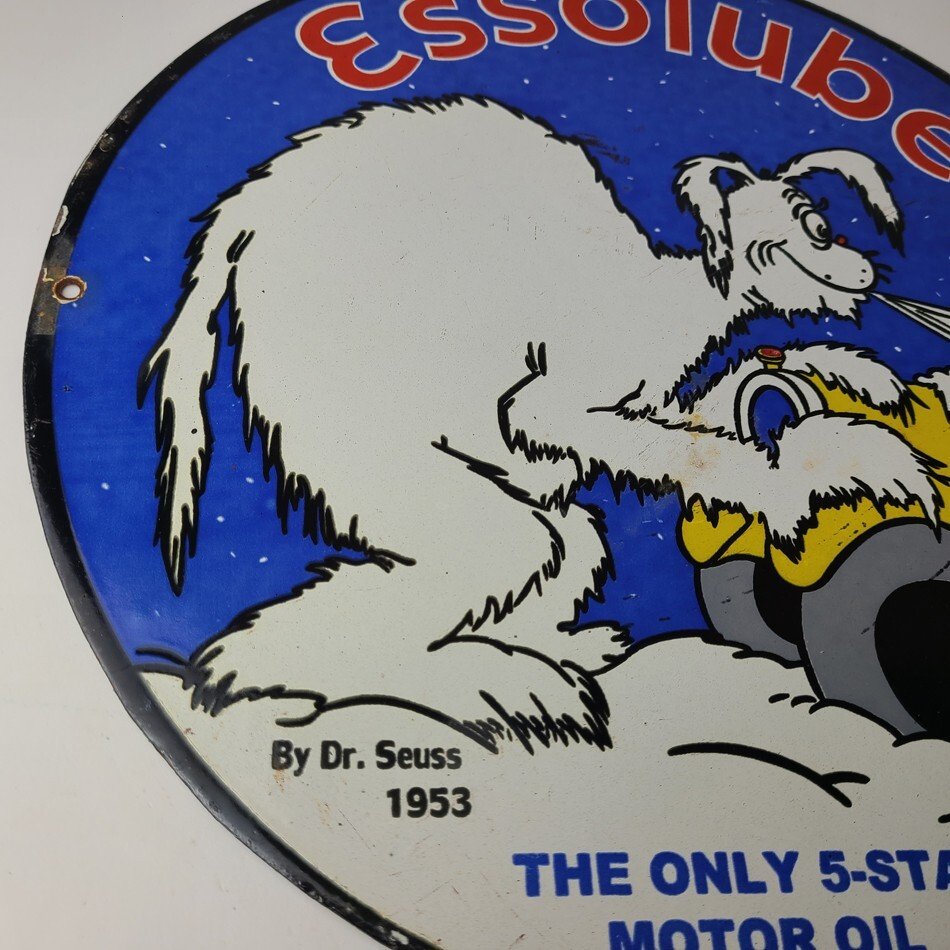 Vintage Esso Gasoline Porcelain Sign - Gas Service Station Dr Seuss Sign - Image 6