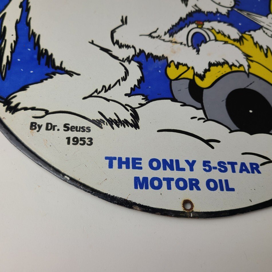 Vintage Esso Gasoline Porcelain Sign - Gas Service Station Dr Seuss Sign - Image 7