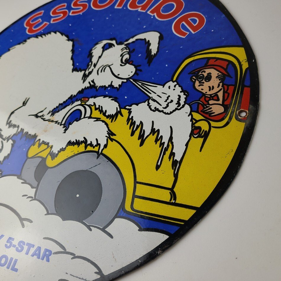 Vintage Esso Gasoline Porcelain Sign - Gas Service Station Dr Seuss Sign - Image 9