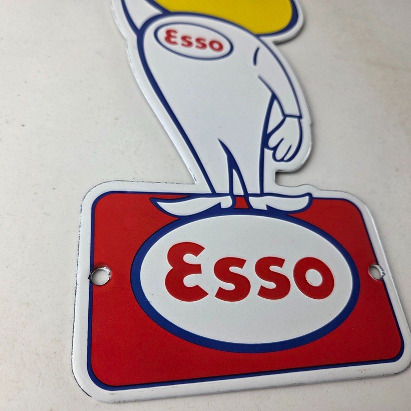 Vintage Esso Gasoline Porcelain Sign - Oil Drop Gas Service Station Auto Sign - Image 11