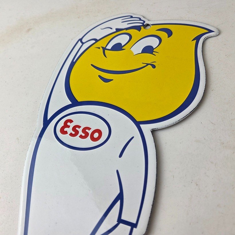 Vintage Esso Gasoline Porcelain Sign - Oil Drop Gas Service Station Auto Sign - Image 12