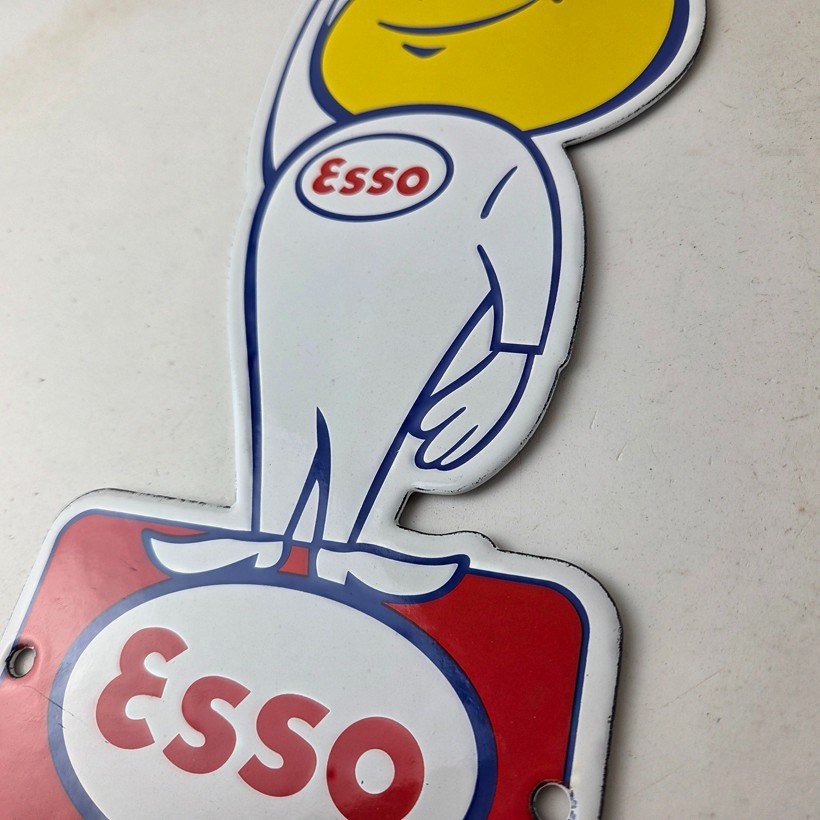 Vintage Esso Gasoline Porcelain Sign - Oil Drop Gas Service Station Auto Sign - Image 13