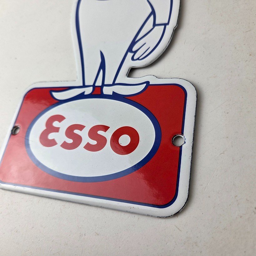 Vintage Esso Gasoline Porcelain Sign - Oil Drop Gas Service Station Auto Sign - Image 14