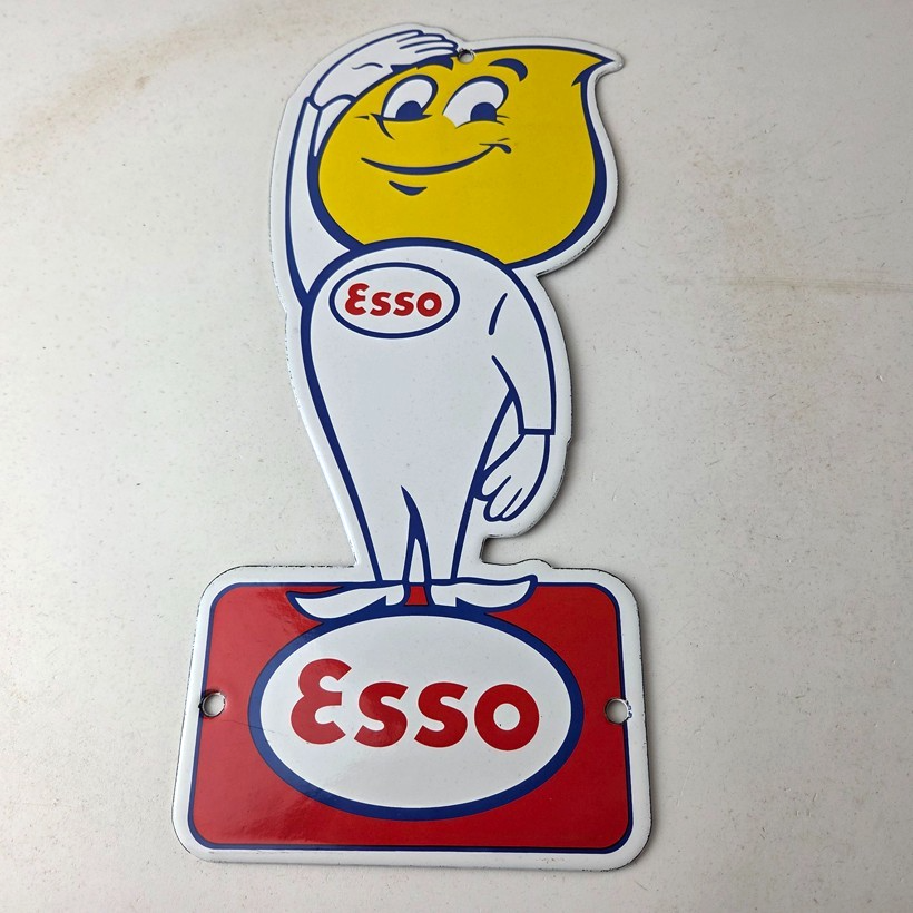 Vintage Esso Gasoline Porcelain Sign - Oil Drop Gas Service Station Auto Sign - Image 15