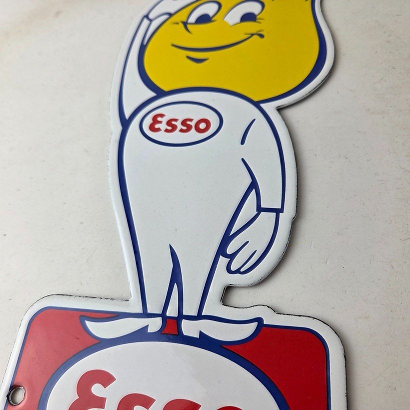 Vintage Esso Gasoline Porcelain Sign - Oil Drop Gas Service Station Auto Sign - Image 4
