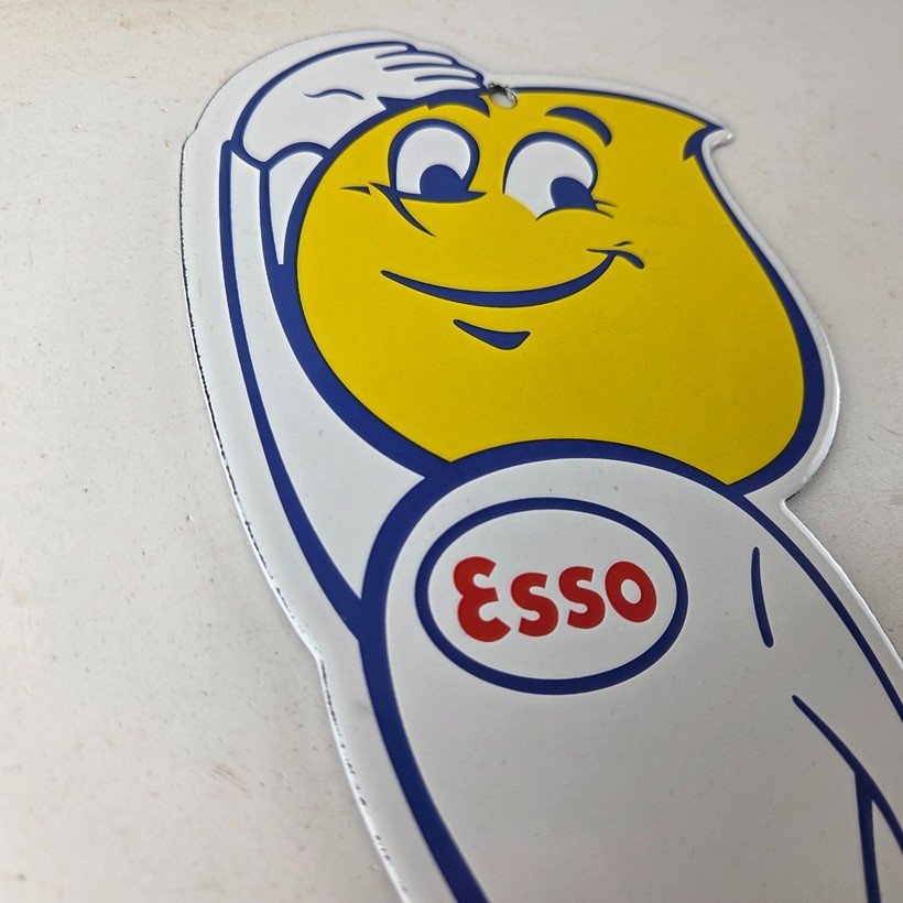 Vintage Esso Gasoline Porcelain Sign - Oil Drop Gas Service Station Auto Sign - Image 5