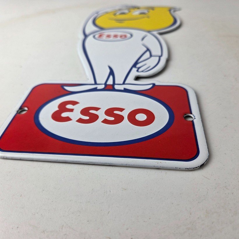 Vintage Esso Gasoline Porcelain Sign - Oil Drop Gas Service Station Auto Sign - Image 10