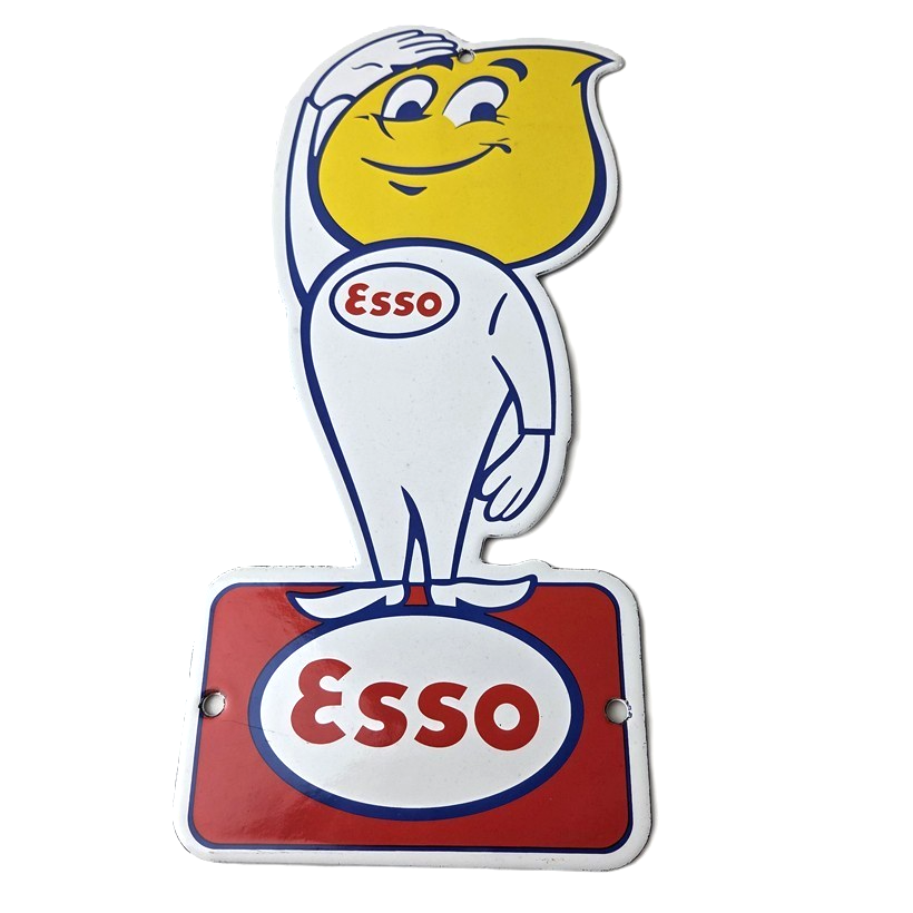 Vintage Esso Gasoline Porcelain Sign - Oil Drop Gas Service Station Auto Sign