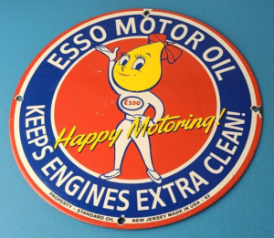 Vintage Esso Gasoline Sign Clean Engines Gas Service Station Porcelain Sign 305869983231