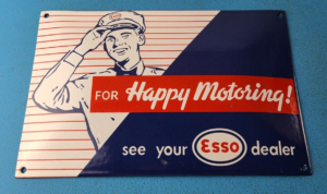 Vintage Esso Gasoline Sign Porcelain Gas Attendant Filling Station Pump Sign 305869966451