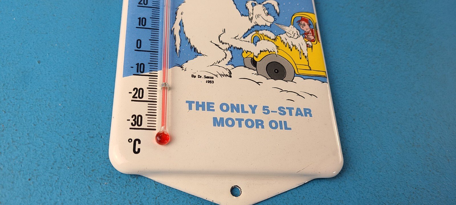 Vintage Esso Porcelain Sign - Esso Lube Gasoline Pump Ad Sign On Thermometer - Image 7