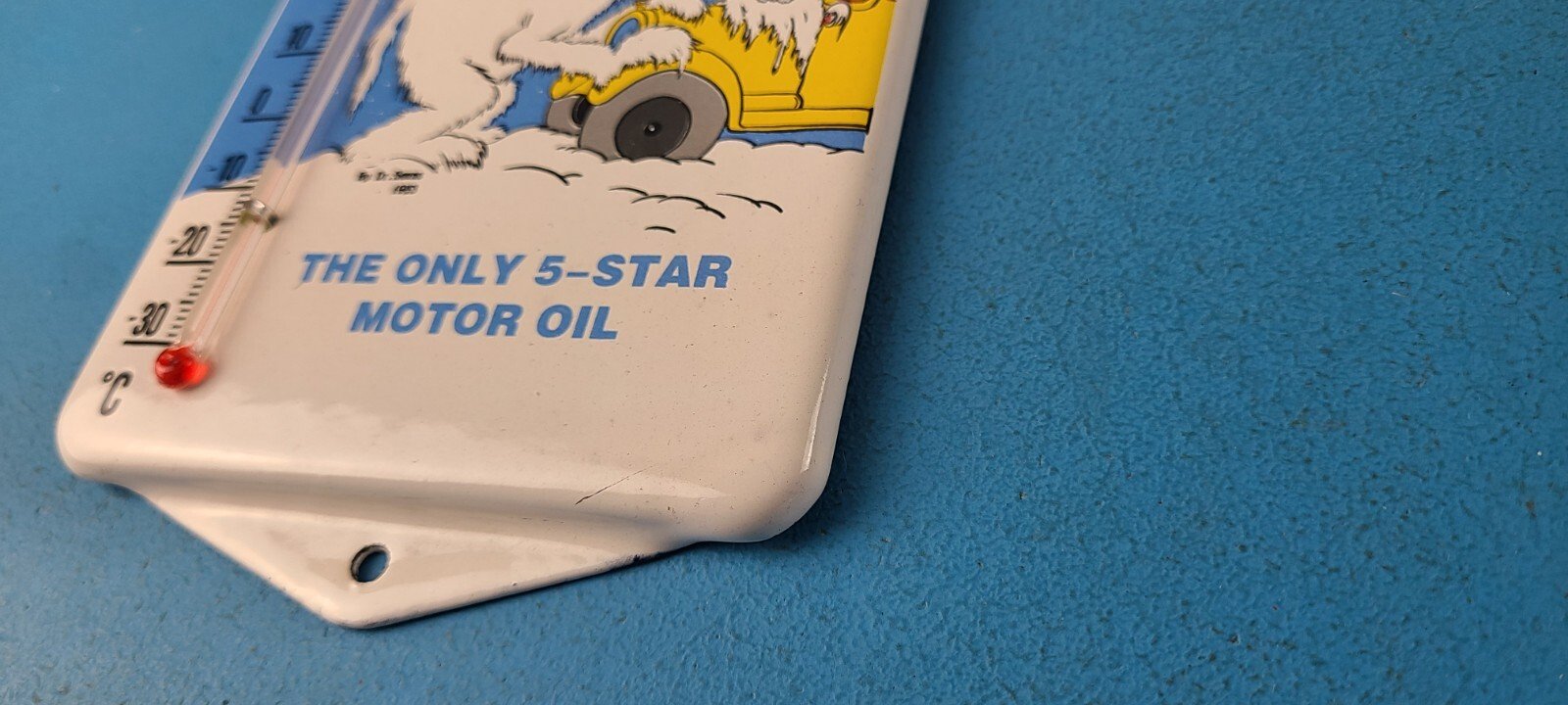 Vintage Esso Porcelain Sign - Esso Lube Gasoline Pump Ad Sign On Thermometer - Image 10