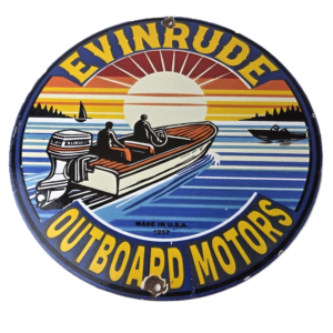 Vintage Evinrude Outboards Porcelain Sign - Boat Engine Motors Gas Ad Sign
