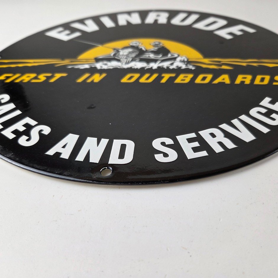 Vintage Evinrude Outboards Sign - Marine Boating Fishing Porcelain Gas Pump Sign - Image 11