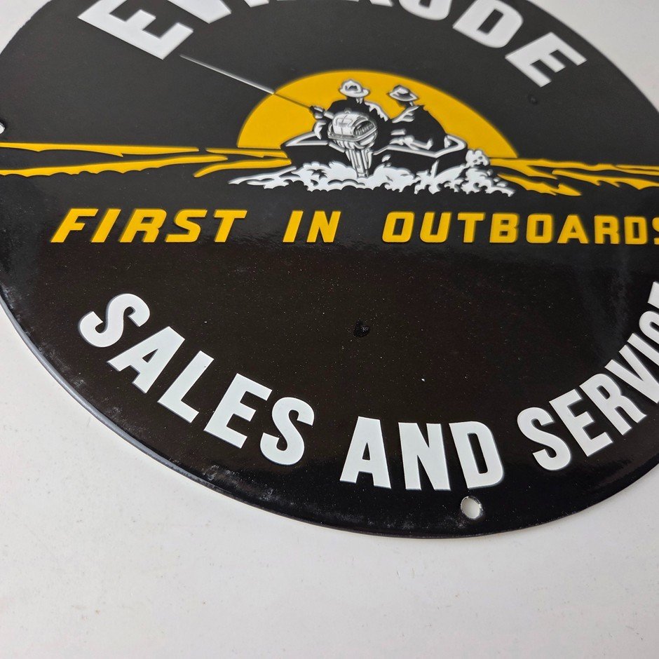 Vintage Evinrude Outboards Sign - Marine Boating Fishing Porcelain Gas Pump Sign - Image 7