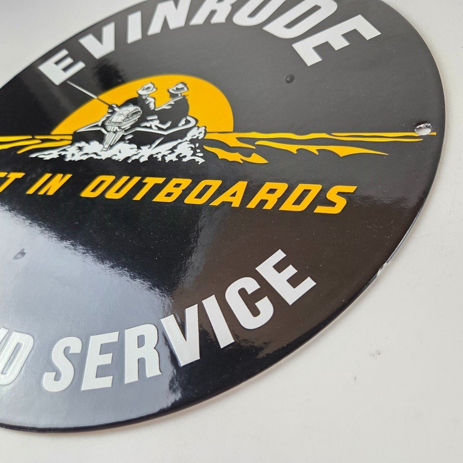 Vintage Evinrude Outboards Sign - Marine Boating Fishing Porcelain Gas Pump Sign - Image 9