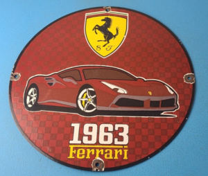 Vintage Ferrari Sports Car Sign Sales Service Dealer Gas Porcelain Sign 305854643361