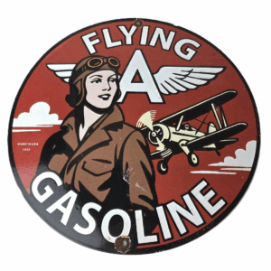 Vintage Flying A Gasoline Sign - Airplane Pilot Gas Pump Service Station Sign