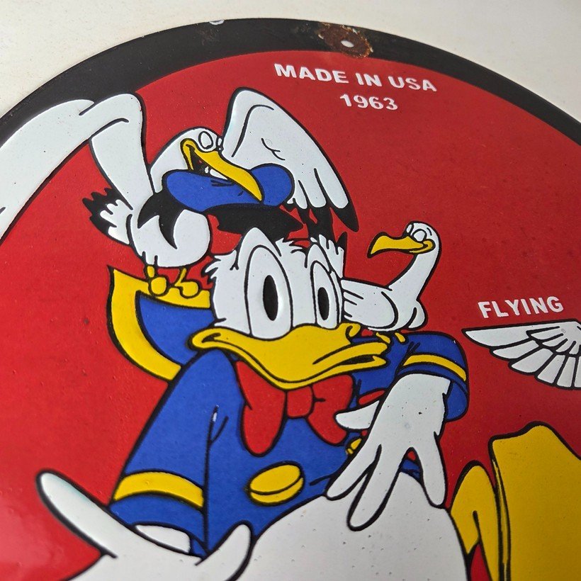 Vintage Flying A Gasoline Sign - Aviation Donald Disney Porcelain Gas Pump Sign - Image 5