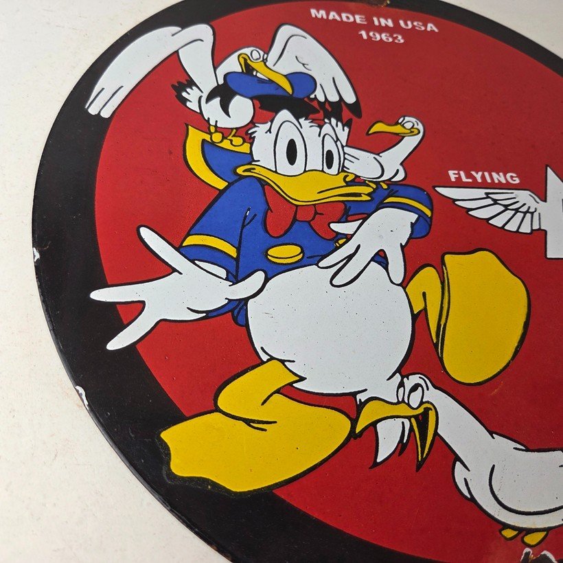Vintage Flying A Gasoline Sign - Aviation Donald Disney Porcelain Gas Pump Sign - Image 6