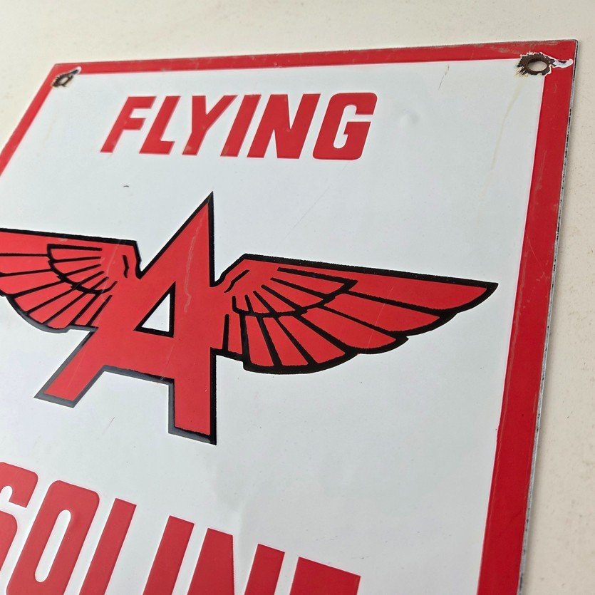 Vintage Flying A Gasoline Sign - Aviation Gas Service Pump Plate Porcelain Sign - Image 12