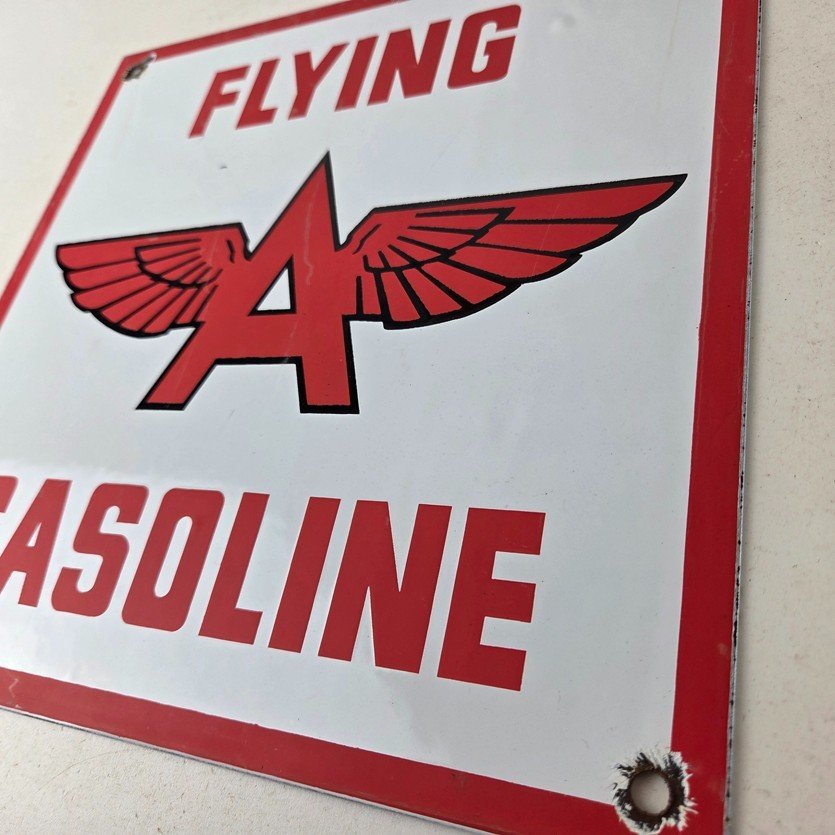 Vintage Flying A Gasoline Sign - Aviation Gas Service Pump Plate Porcelain Sign - Image 13