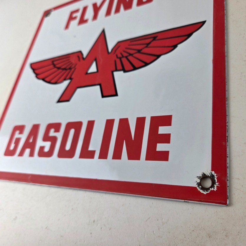 Vintage Flying A Gasoline Sign - Aviation Gas Service Pump Plate Porcelain Sign - Image 14