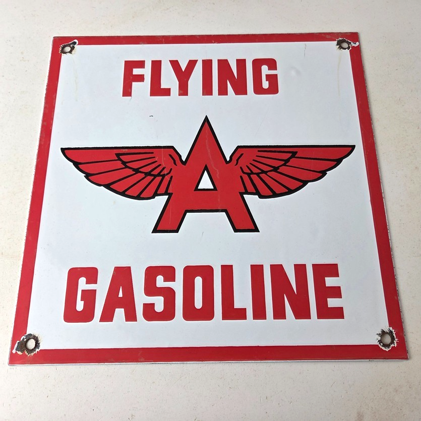 Vintage Flying A Gasoline Sign - Aviation Gas Service Pump Plate Porcelain Sign - Image 15