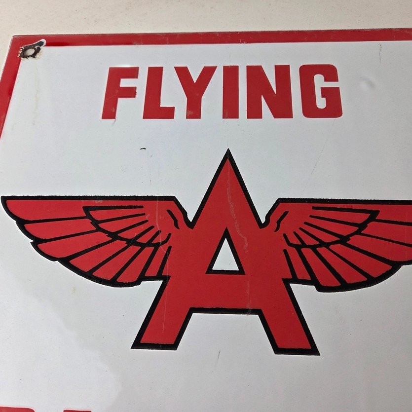 Vintage Flying A Gasoline Sign - Aviation Gas Service Pump Plate Porcelain Sign - Image 3