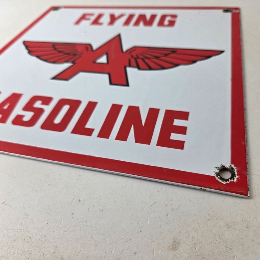 Vintage Flying A Gasoline Sign - Aviation Gas Service Pump Plate Porcelain Sign - Image 10