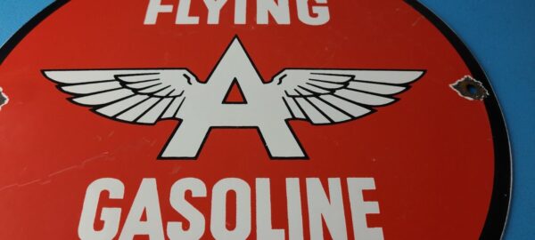 Vintage Flying A Gasoline Sign Porcelain Aviation Service Gas Pump Sign 305670511831 11