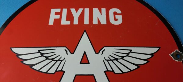 Vintage Flying A Gasoline Sign Porcelain Aviation Service Gas Pump Sign 305670511831 2