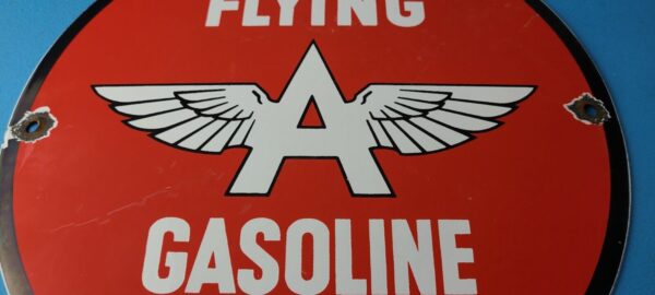 Vintage Flying A Gasoline Sign Porcelain Aviation Service Gas Pump Sign 305670511831 3